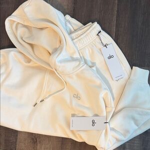 ALO Yoga Cream Hoodie & Joggers Set